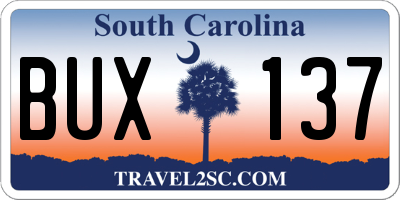 SC license plate BUX137