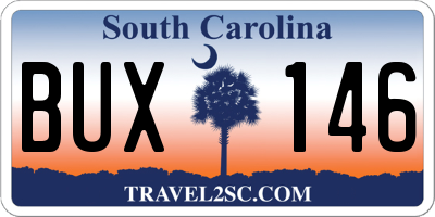 SC license plate BUX146