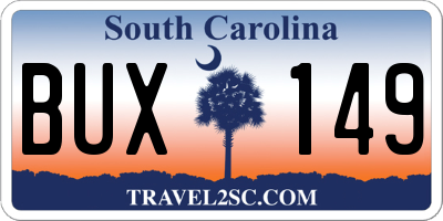 SC license plate BUX149