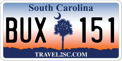SC license plate BUX151