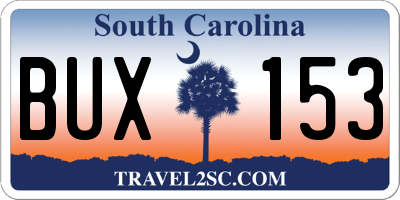 SC license plate BUX153