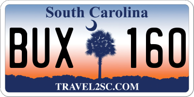 SC license plate BUX160