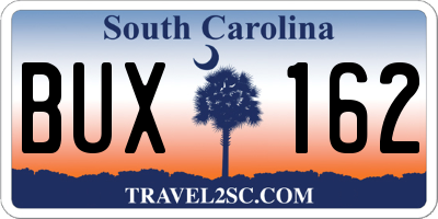 SC license plate BUX162