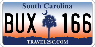 SC license plate BUX166