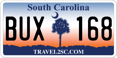 SC license plate BUX168