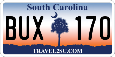 SC license plate BUX170