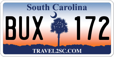 SC license plate BUX172