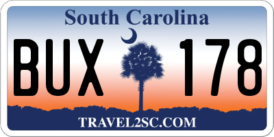 SC license plate BUX178