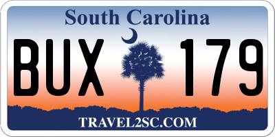 SC license plate BUX179