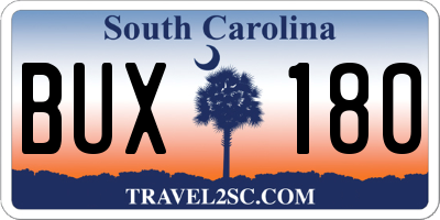 SC license plate BUX180