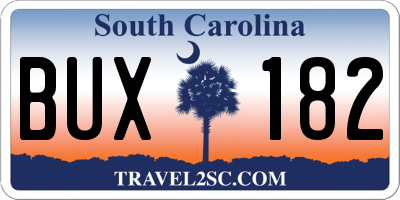 SC license plate BUX182