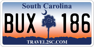 SC license plate BUX186