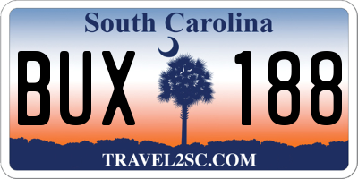 SC license plate BUX188