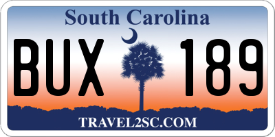SC license plate BUX189
