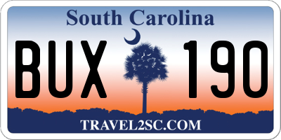 SC license plate BUX190