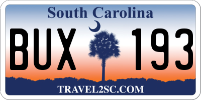 SC license plate BUX193