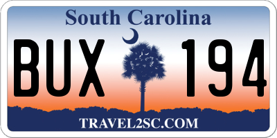 SC license plate BUX194