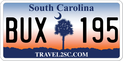 SC license plate BUX195