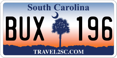 SC license plate BUX196