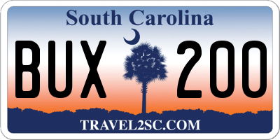SC license plate BUX200