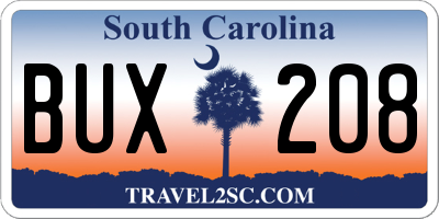 SC license plate BUX208