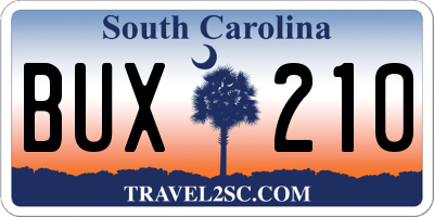 SC license plate BUX210