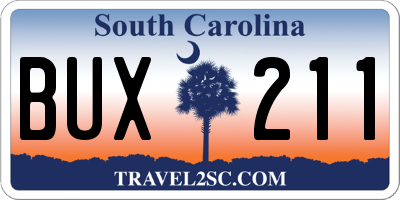 SC license plate BUX211