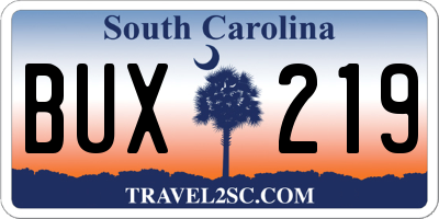 SC license plate BUX219