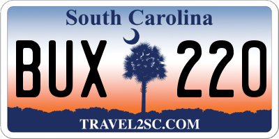 SC license plate BUX220
