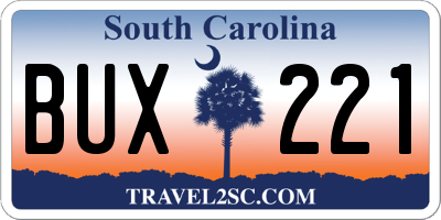 SC license plate BUX221