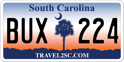 SC license plate BUX224