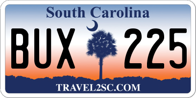 SC license plate BUX225