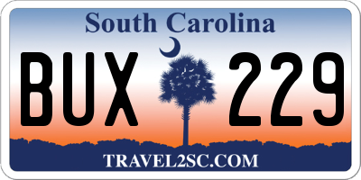 SC license plate BUX229
