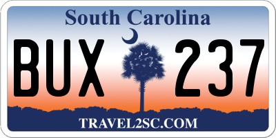 SC license plate BUX237