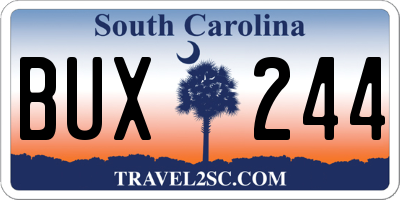 SC license plate BUX244