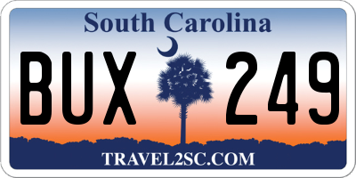 SC license plate BUX249