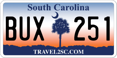 SC license plate BUX251