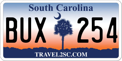 SC license plate BUX254