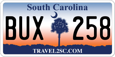 SC license plate BUX258