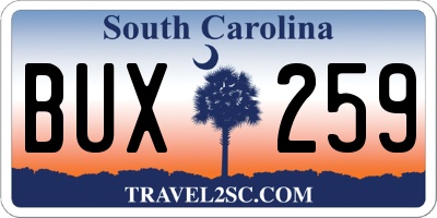SC license plate BUX259