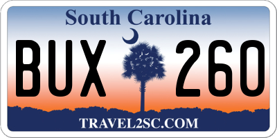 SC license plate BUX260