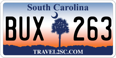 SC license plate BUX263