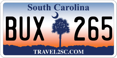 SC license plate BUX265