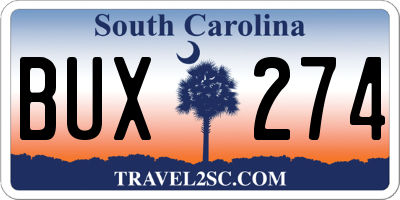 SC license plate BUX274
