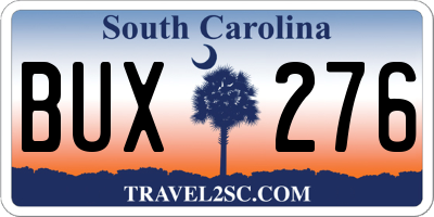 SC license plate BUX276