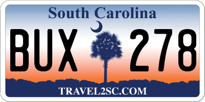 SC license plate BUX278