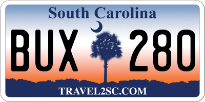 SC license plate BUX280