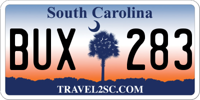 SC license plate BUX283
