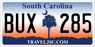 SC license plate BUX285