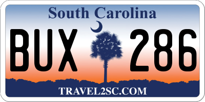 SC license plate BUX286